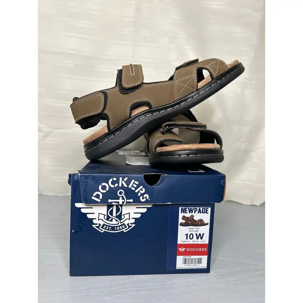 Dockers Newpage Quarter Strap Sandals Dark Tan Mens Size 10 Wide